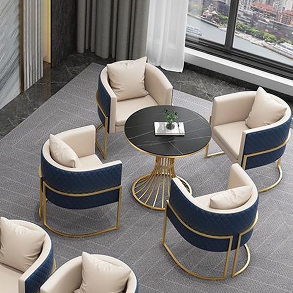 Matte Finish Stone Top Dinette Table for Home Traditional Luxury Round Dining Table Clearhalo 'Dining Tables & Seating' 'Dining Tables' 'dining_table' 'furn' 'furn_dining_table' 'Furniture' 'Kitchen & Dining Furniture' 1200x1200_c301468f-beef-48c4-bdd1-bfe60103cc5d