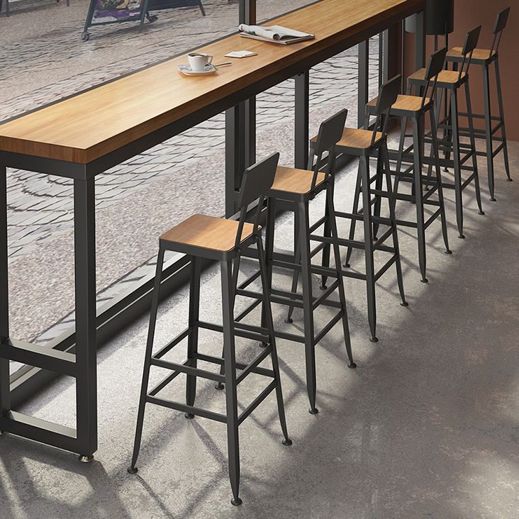 Square Bar and Counter Stool Industrial Coffee Shop Footrest Counter Stool in Black