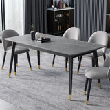 Black 4-foot Metal Dining Table Modern Stone Top Rectangle Dinette Table Clearhalo 'Dining Tables & Seating' 'Dining Tables' 'dining_table' 'furn' 'furn_dining_table' 'Furniture' 'furniture_dining_table' 'Kitchen & Dining Furniture' 1200x1200_c302cbde-3f18-4f62-9b42-b492e9295db9