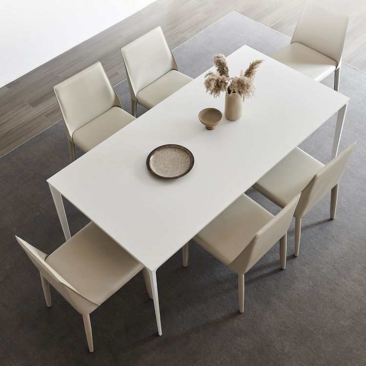 Industrial Rectangle White Dining Table Sintered Stone Standard Dining Table for Kitchen Clearhalo ' dining_table' 'Dining Tables & Seating' 'Dining Tables' 'Furniture' 'furniture_dining_table' 'Kitchen & Dining Furniture' 'kitchen&dining_furn' 'kitchen' 'kitchen_dining_table' 1200x1200_c307248a-969b-4037-8b8d-09ffcf6c71ed