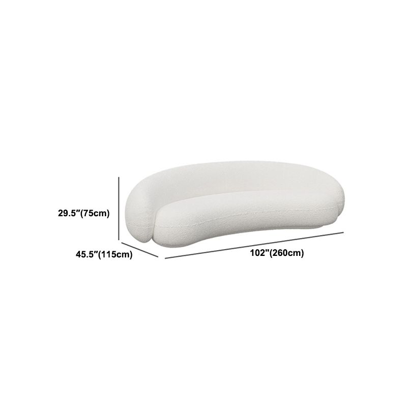 Contemporary White Curved Sofa 29.52" High Sloped Armed Sofa