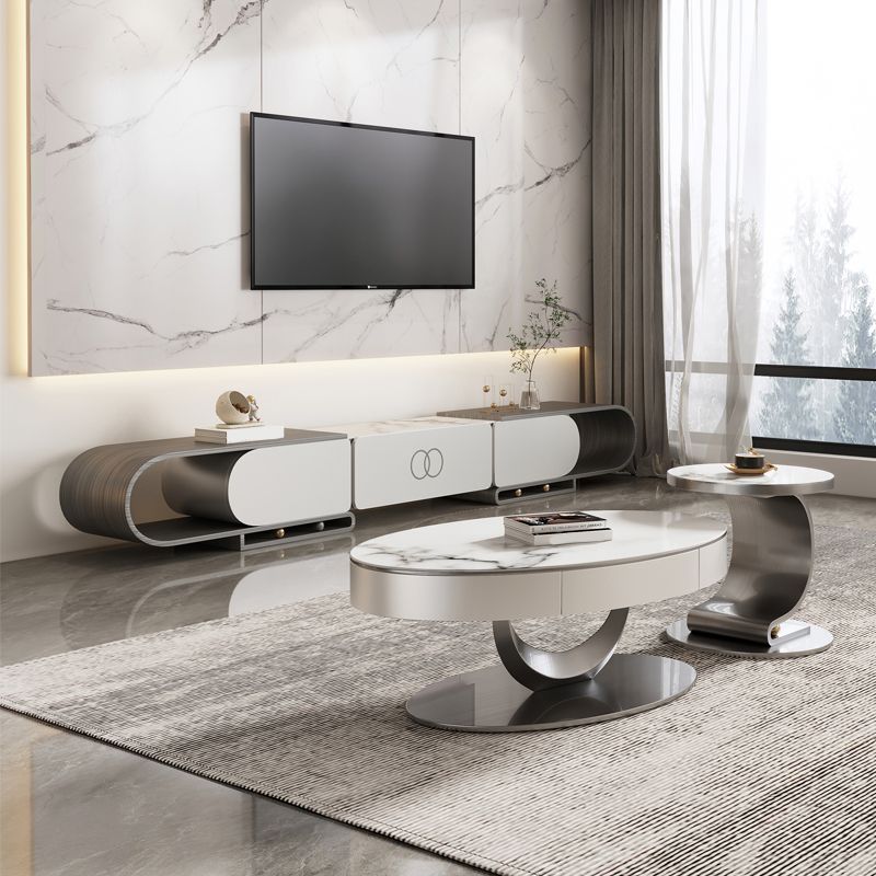 Glam TV Console Open Storage Stone Media Console with Drawer for Home Clearhalo 'furn' 'furn_tv_stands_entertainment_centers' 'Furniture' 'Living Room Furniture' 'TV Stands & Entertainment Centers' 'TV Stands & Media Storage Furniture' 'tv_stands_entertainment_centers' 1200x1200_c308e9b0-2f02-420f-ab4c-9566e29fb3ca