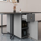 Modern Style Rectangle Dining Table Sintered Stone Drop-Leaf Dining Table with Black Frame Clearhalo ' dining_table' 'Dining Tables & Seating' 'Dining Tables' 'furn' 'furn_dining_table' 'Furniture' 'furniture_dining_table' 'Kitchen & Dining Furniture' 'kitchen&dining_furn' 'kitchen' 'kitchen_dining_table' 1200x1200_c30a6bb1-e6dc-4d3e-9e6f-cd535e18aa42