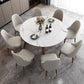 Extendable Round Dining Table Modern Adjustable Sintered Stone Top Table with Wooden 4 Legs Clearhalo ' dining_table' 'Dining Tables & Seating' 'Dining Tables' 'furn' 'furn_dining_table' 'Furniture' 'furniture_dining_table' 'Kitchen & Dining Furniture' 'kitchen&dining_furn' 'kitchen' 'kitchen_dining_table' 1200x1200_c30baac4-1c67-475a-a322-d6a0d4980b4b