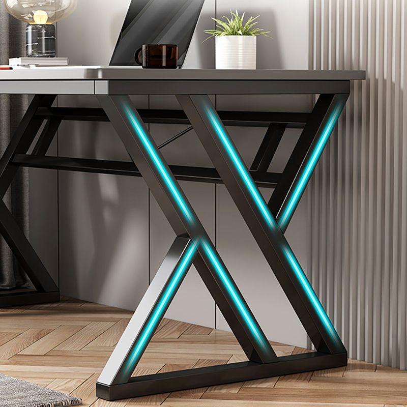 Escritorio de oficina de acero y madera artificial escritorio rectangular de la computadora con gestión de cables