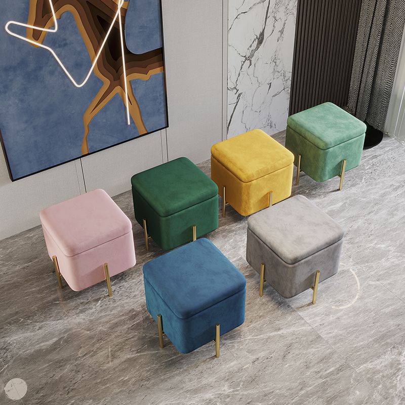 Ottoman Square Pure Color Velvet Scratch Resistant Ottoman with Storage Clearhalo 'furn' 'furn_ottomans_poufs' 'Furniture' 'Living Room Furniture' 'Ottomans & Poufs' 'ottomans_poufs' 1200x1200_c30c93e8-635b-4dc6-931d-588bea164818