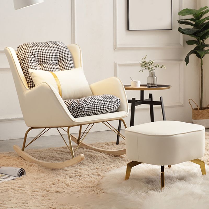 Modern Style Rocking Chair Metal Frame Doll Cotton Filling Cushion Wingback Rocker Chair Clearhalo 'Chairs & Seating' 'furn' 'furn_rocking_chairs' 'Furniture' 'Living Room Furniture' 'Rocking Chairs' 'rocking_chairs' 1200x1200_c30eb4fa-7755-465f-9012-124f8e740534