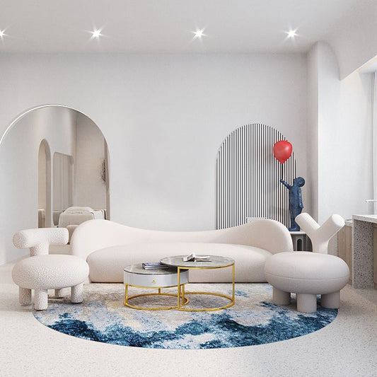 Zeitgenössisches weißes Wollsofa mit einem vertieften Arm für die Wohnung