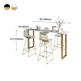 Glam Marble Bar Wine Table with Rectangle Table Top Sled Table - 41.3" H, Only Table Clearhalo 'Bar Furniture' 'Bar Tables' 'bar_tables' 'furn' 'furn_bar_tables' 'Furniture' 'furniture_bar_tables' 'Kitchen & Dining Furniture' 1200x1200_c31133fa-76c6-47f8-96cd-6240891f4810