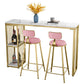 Faux Marble Bar Stool Table Glam Metal Frame Rectangle Bar Table with Shelves
