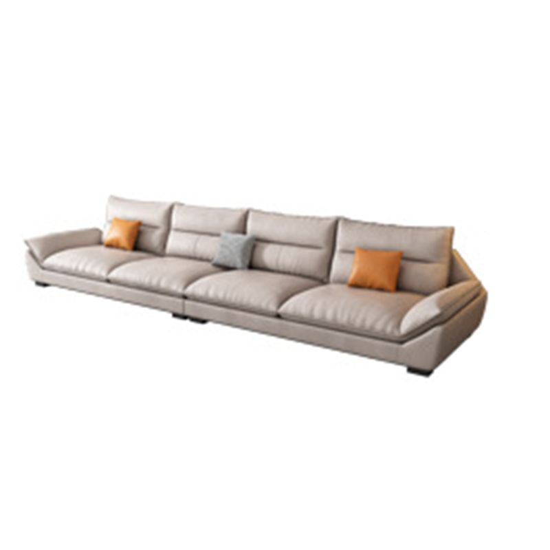 Flared Arm Beige Sectional Sofa with Chaise Pillowed Back Cushions Couch Sectional Clearhalo 'furn' 'furn_sectionals' 'Furniture' 'furniture_sectionals' 'kitchen' 'kitchen_sectionals' 'Living Room Furniture' 'Sectionals' 1200x1200_c312b7c3-9256-4987-9e56-ab899b7fe713