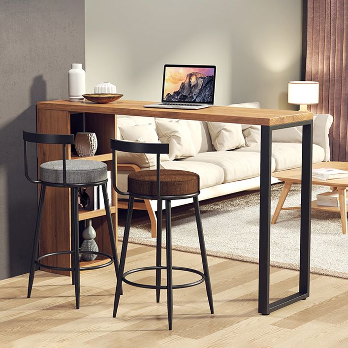 Solid Wood Bistro Table Brown Rectangle Bar Height Pub Table with 3-shelf Clearhalo 'Bar Furniture' 'Bar Tables' 'bar_tables' 'furn' 'furn_bar_tables' 'Furniture' 'Kitchen & Dining Furniture' 1200x1200_c316052d-17eb-4028-a936-675e7329560e