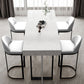 Glam Iron Bar Dining Table with White Stone Top Rectangle Indoor Bistro Table Clearhalo 'Bar Furniture' 'Bar Tables' 'bar_tables' 'furn' 'furn_bar_tables' 'Furniture' 'furniture_bar_tables' 'Kitchen & Dining Furniture' 1200x1200_c31a6b94-2998-43bc-9566-6acbf49d312a