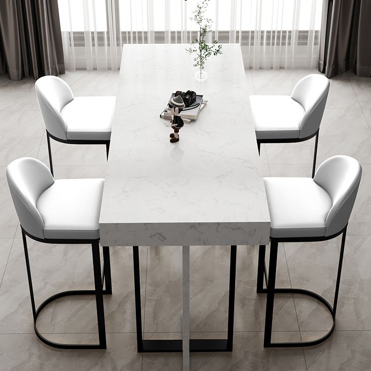 Glam Iron Bar Dining Table with White Stone Top Rectangle Indoor Bistro Table Clearhalo 'Bar Furniture' 'Bar Tables' 'bar_tables' 'furn' 'furn_bar_tables' 'Furniture' 'furniture_bar_tables' 'Kitchen & Dining Furniture' 1200x1200_c31a6b94-2998-43bc-9566-6acbf49d312a