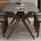 Contemporary Sintered Stone Top Wooden Base Dining Table with Chairs