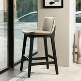Scandinavian Solid Wood Bar Stool Backrest Counter Stool in Gray
