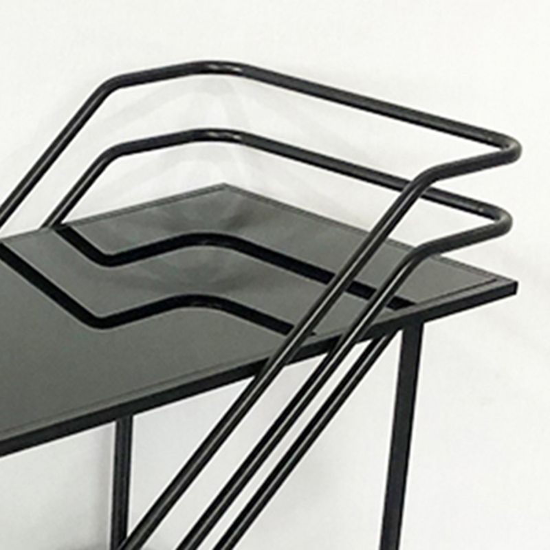 Table de préparation moderne en verre roulant ouvrir un chariot de cuisine rectangulaire