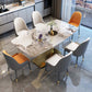 Glam Style Sintered Stone Dining Table Rectangle Table with Metal Legs for Home Use