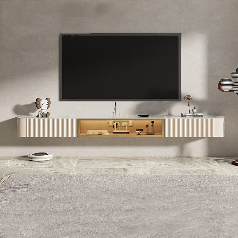 Glam Stone TV Console Floating TV Media Stand with Doors for Living Room Clearhalo 'furn' 'furn_tv_stands_entertainment_centers' 'Furniture' 'Living Room Furniture' 'TV Stands & Entertainment Centers' 'TV Stands & Media Storage Furniture' 'tv_stands_entertainment_centers' 1200x1200_c31c9692-4a14-41f0-8248-3c7615d8d1b8
