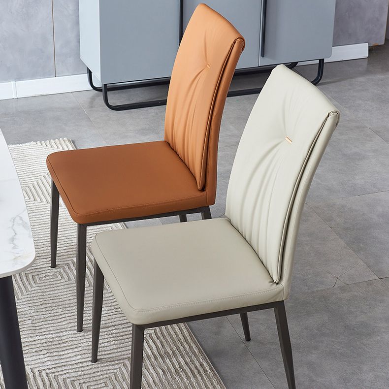 Industrial Metal Dining Room Chairs Leather Armless Dining Chairs for Home Use Clearhalo ' kitchen&dining_furn' 'Dining Chairs' 'Dining Tables & Seating' 'dining_chair' 'furn' 'furn_dining_chair' 'Furniture' 'furniture_dining_chair' 'Kitchen & Dining Furniture' 'kitchen' 1200x1200_c31f7576-6868-4783-b195-d1c8df0ab33f