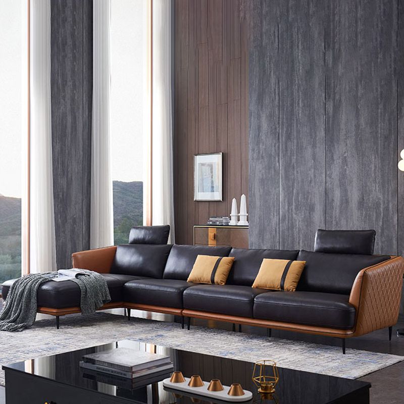 Veurs de cuir authentiques du milieu du siècle sectionnelle en baisse et chaise en marron en marron