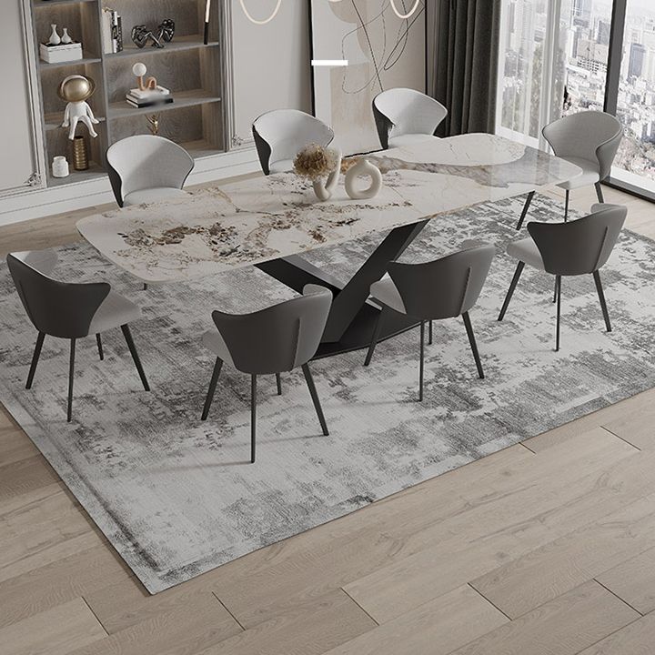 Modern Rectangle Dinette Set 1/3/4/5/7/9 Pieces Sintered Stone Top Dining Table Set Clearhalo 'Dining Room Sets' 'Dining Tables & Seating' 'dining_room_set' 'furn' 'furn_dining_room_set' 'Furniture' 'furniture_dining_room_set' 'Kitchen & Dining Furniture' 1200x1200_c321455e-da4e-4bfc-bf12-5af13b4e25c2