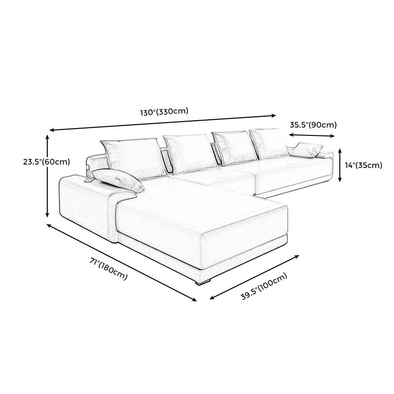 L-Shape Pillow Back Sofa and Chaise Faux Leather/Cotton-Blend Sectional for 4 People Clearhalo 'furn' 'furn_sectionals' 'Furniture' 'furniture_sectionals' 'Living Room Furniture' 'Sectionals' 1200x1200_c3236e6f-7169-4e77-a36f-61ba73bbfbf6