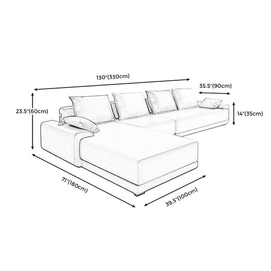 L-Shape Pillow Back Sofa and Chaise Faux Leather/Cotton-Blend Sectional for 4 People Clearhalo 'furn' 'furn_sectionals' 'Furniture' 'furniture_sectionals' 'Living Room Furniture' 'Sectionals' 1200x1200_c3236e6f-7169-4e77-a36f-61ba73bbfbf6