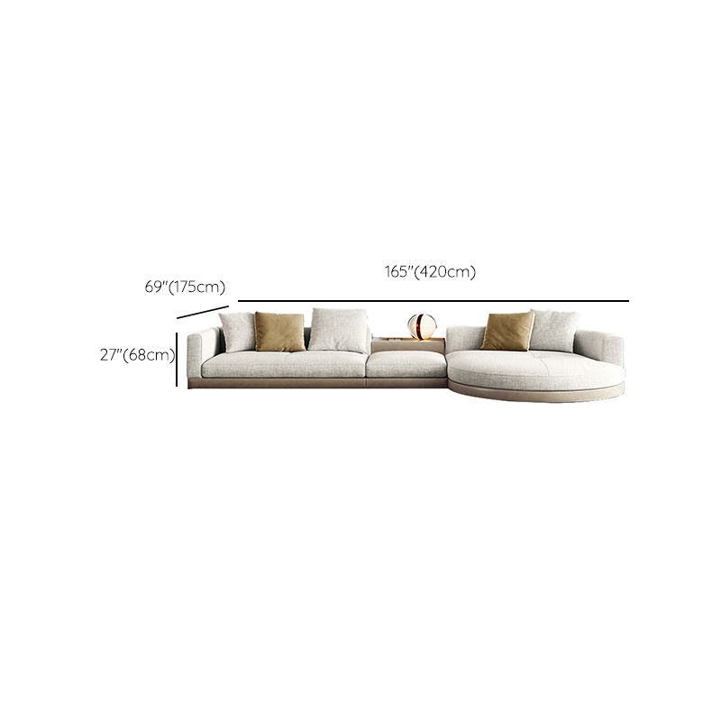 Farmhouse Sectional Sofa with Square Arms in Beige Linen Blend Clearhalo 'furn' 'furn_sectionals' 'Furniture' 'Living Room Furniture' 'Sectionals' 1200x1200_c323cbd7-aafd-4b5f-b60f-e12c5c0b288e