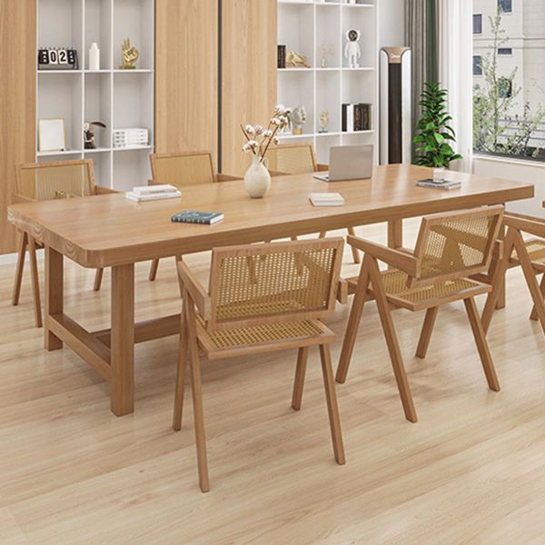 Rectangle Trestle Base Dining Table Modern Wood Table for Kitchen Clearhalo 'Dining Tables & Seating' 'Dining Tables' 'dining_table' 'furn' 'furn_dining_table' 'Furniture' 'Kitchen & Dining Furniture' 1200x1200_c32619ae-b0e2-4829-b800-4d77a44d886e