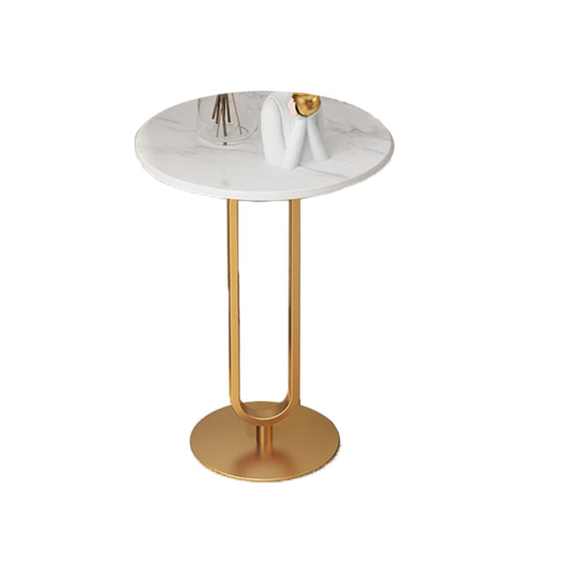 近代的な金属製の台座エンドテーブルスレートトップラウンドサイドエンドテーブル