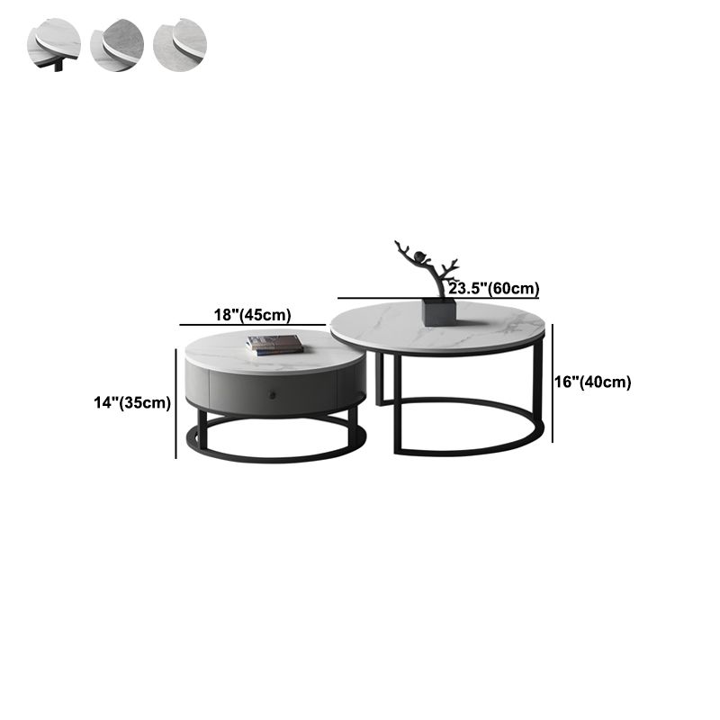 Slate Round Coffee Table 2 Piece Modern Minimalist Bunching Tables Clearhalo 'Coffee & Accent Tables' 'Coffee Tables' 'coffee_tables' 'furn' 'furn_coffee_tables' 'Furniture' 'Living Room Furniture' 1200x1200_c32a36cb-0548-40c1-b74e-100fba5bd493