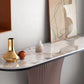 16 Inch Wide Accent Table Modern Style Stone Half Moon Console Table for Hall