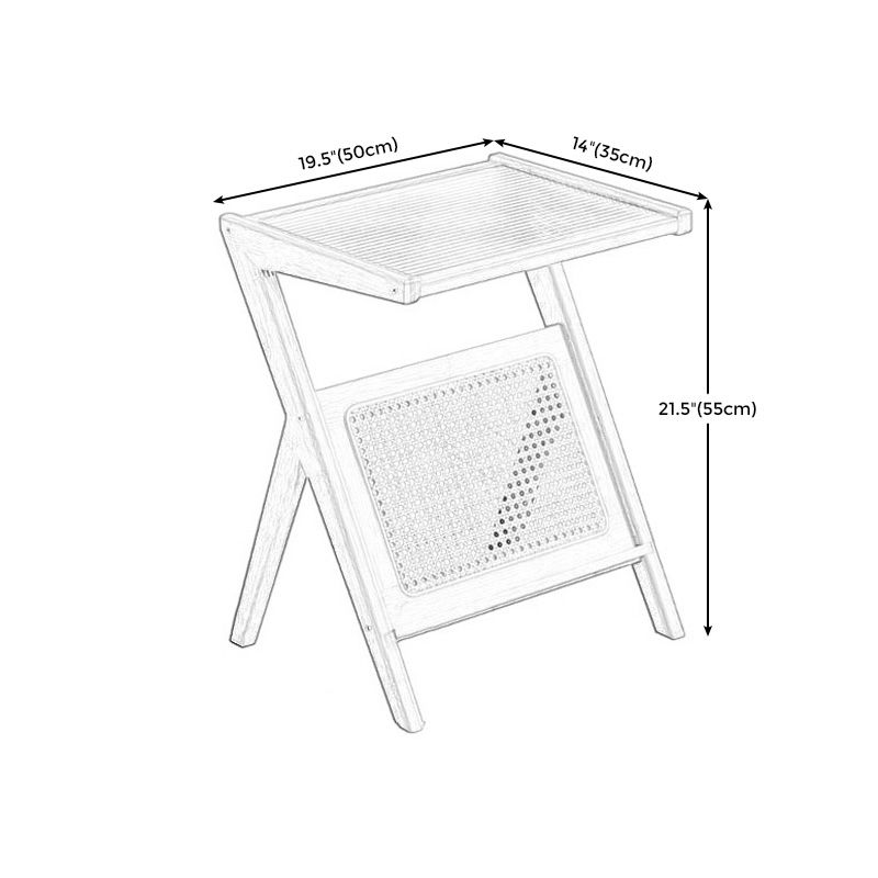 Kreuzbeine Endtisch Glass Top Endtisch mit Regal 21,6 "groß für Wohnzimmer