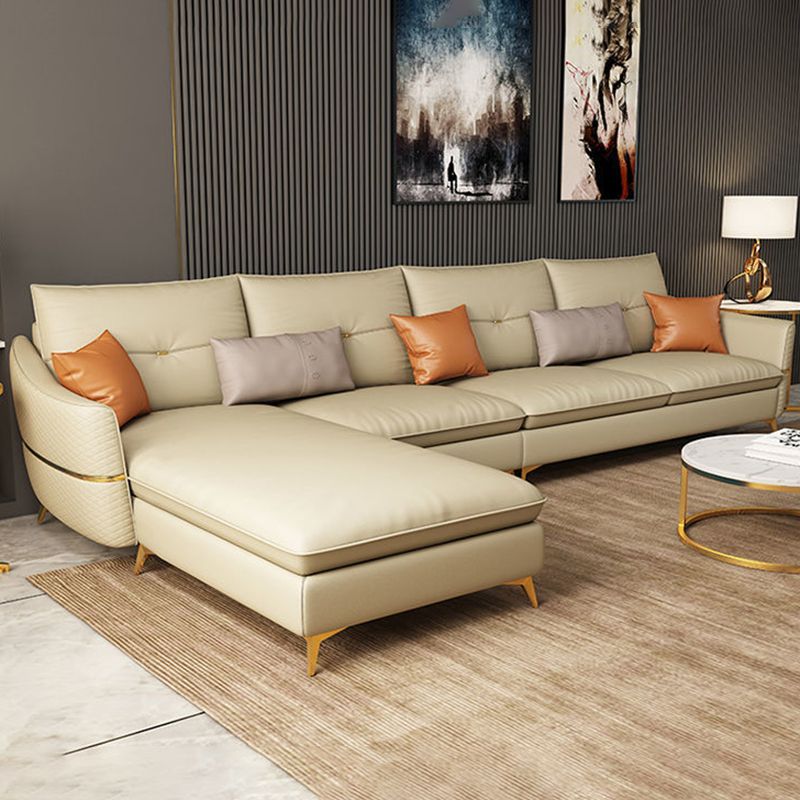 Bâle à 4 places en cuir en cuir en coupe sectionnelle avec oreillers