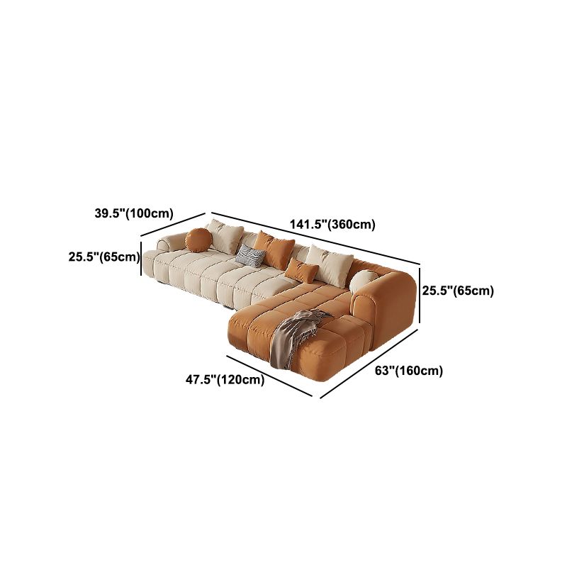 25.59" Tall Contemporary Sectional Recessed Arm Sectional for Living Room