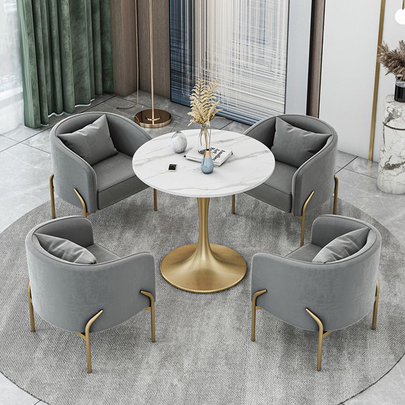 Glam Style Dinette Set 1/2/4/5 Pcs Round Stone Dinette Table with Dining Chair Clearhalo 'Dining Room Sets' 'Dining Tables & Seating' 'dining_room_set' 'furn' 'furn_dining_room_set' 'Furniture' 'Kitchen & Dining Furniture' 1200x1200_c32e6a46-c49a-4ece-a001-cfa236feeca2