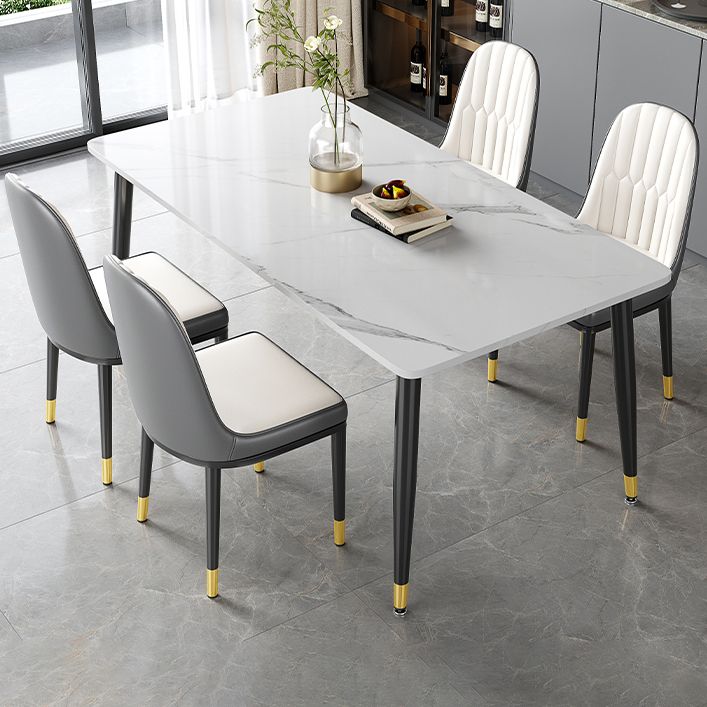 Industrial Kitchen Sintered Stone Top Dining Table Rectangle Dining Table with 4 Legs Base Clearhalo ' dining_table' 'Dining Tables & Seating' 'Dining Tables' 'furn' 'furn_dining_table' 'Furniture' 'furniture_dining_table' 'Kitchen & Dining Furniture' 'kitchen&dining_furn' 'kitchen' 'kitchen_dining_table' 1200x1200_c32e835e-5581-424c-97c8-c0f971a682bc