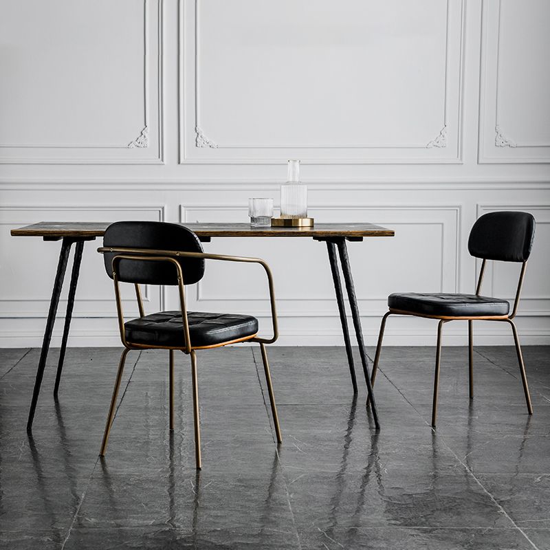 Industriële open achterstoelen pu lederen eetstoelen voor thuis