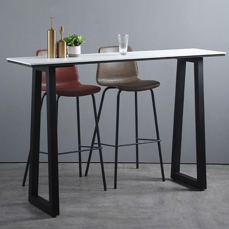 Rectangle Bar Table Sintered Stone Dining Table with Metal Base for Kitchen Clearhalo 'Bar Furniture' 'Bar Tables' 'bar_tables' 'furn' 'furn_bar_tables' 'Furniture' 'Kitchen & Dining Furniture' 1200x1200_c32f22a3-0677-43de-8e3a-5ffc42c66105