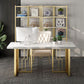 Metal Traditional Luxury Rectangle Indoor Table Sintered Stone Table for Kitchen and Dining Room Clearhalo ' dining_table' 'Dining Tables & Seating' 'Dining Tables' 'furn' 'furn_dining_table' 'Furniture' 'furniture_dining_table' 'Kitchen & Dining Furniture' 'kitchen&dining_furn' 'kitchen' 'kitchen_dining_table' 1200x1200_c32f2631-d216-4551-b214-522a2869bbee