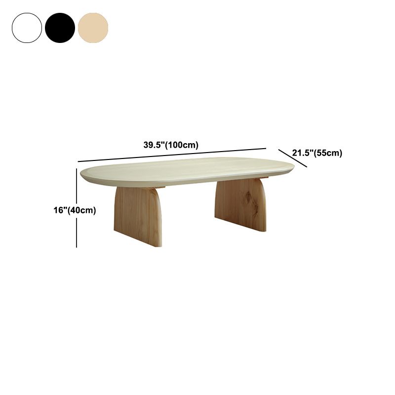 Oval Pine Wood Coffe Table with Wooden Sled Base Cocktail Table Clearhalo 'Coffee & Accent Tables' 'Coffee Tables' 'coffee_tables' 'furn' 'furn_coffee_tables' 'Furniture' 'Living Room Furniture' 1200x1200_c330a864-4df6-4620-a885-aa4ee263e3e8