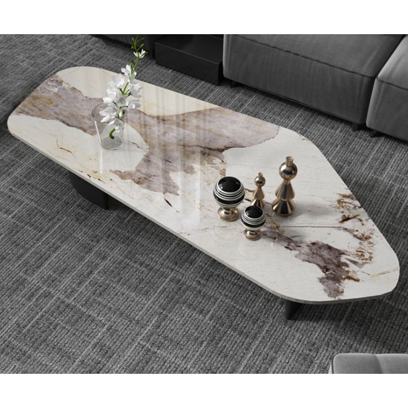 Pedestal Design Marble Metal Steel Black Pedestal Free Shape Coffee Table
