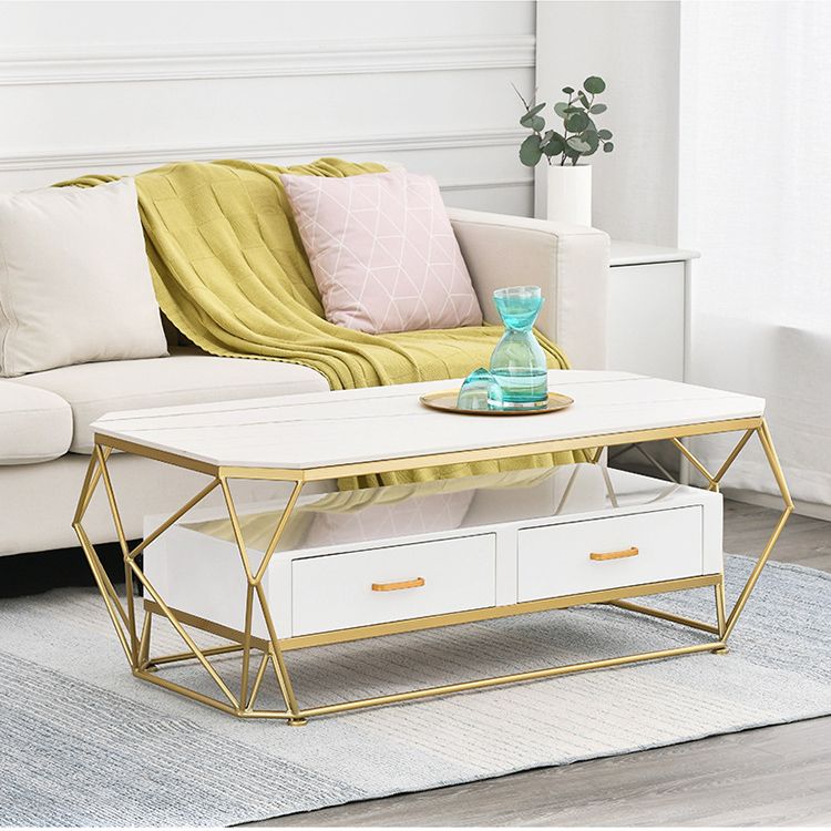 Geometric Slate 2 - Drawer Coffee Cocktail Table with Storage Shelf Clearhalo 'Coffee & Accent Tables' 'Coffee Tables' 'coffee_tables' 'furn' 'furn_coffee_tables' 'Furniture' 'Living Room Furniture' 1200x1200_c3317900-3aa6-4142-b72c-bfd47fa35acb