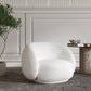 Contemporary White Curved Sofa 29.52" High Sloped Armed Sofa