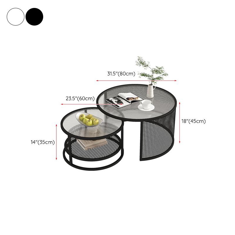 Tropical Coffee Table Glass Top Round Frame Coffee Cocktail Table Clearhalo 'Coffee & Accent Tables' 'Coffee Tables' 'coffee_tables' 'furn' 'furn_coffee_tables' 'Furniture' 'Living Room Furniture' 1200x1200_c3343ad7-7c34-424d-b74d-e95e952a29e8