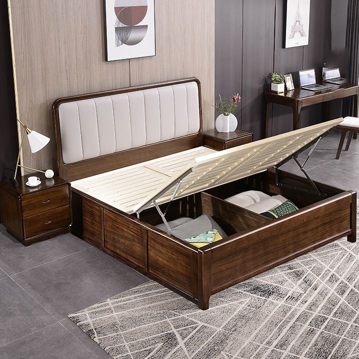 Marco de cama de cama de cama moderno moderno de mediados de siglo con cabecera