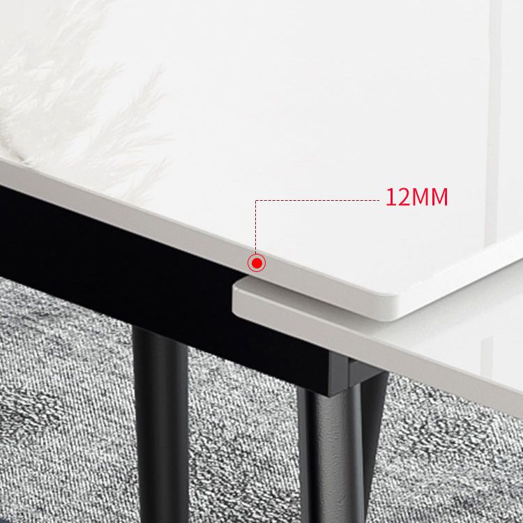 Modern Rectangle Dining Table Sintered Stone 4 Legs Table with Black Frame Clearhalo ' dining_table' 'Dining Tables & Seating' 'Dining Tables' 'furn' 'furn_dining_table' 'Furniture' 'furniture_dining_table' 'Kitchen & Dining Furniture' 'kitchen&dining_furn' 'kitchen' 'kitchen_dining_table' 1200x1200_c33650ea-d775-45bf-9d11-f13307a9b8a9