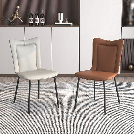 Sedie da pranzo per gambe di ferro nero moderno in pelle finta sedia laterale senza braccio