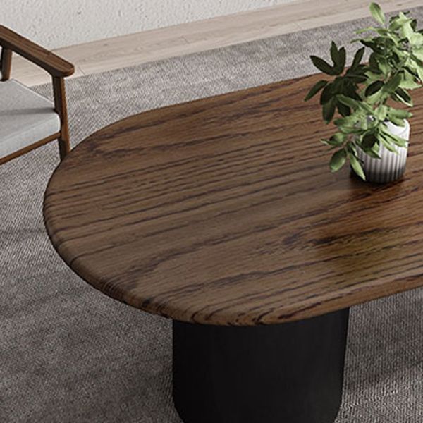 Oval Dark Wood Color Dining Table Pine Solid Wood Table Modern with Double Pedestal Clearhalo ' dining_table' 'Dining Tables & Seating' 'Dining Tables' 'furn' 'furn_dining_table' 'Furniture' 'furniture_dining_table' 'Kitchen & Dining Furniture' 'kitchen&dining_furn' 'kitchen' 'kitchen_dining_table' 1200x1200_c33954d4-7772-4eb9-a6f6-3caf8de9441c
